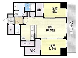 ジオタワー大阪十三 2LDKの間取図画像