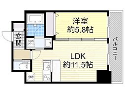 オルサス新大阪 1LDKの間取図画像