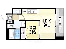 アーバンフラッツ西中島 1LDKの間取図画像