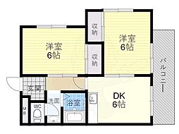 トッププラザ 2DKの間取図画像