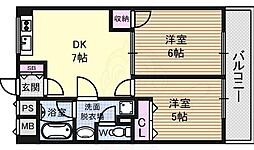 第六高光マンション 2DKの間取図画像