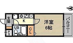 エスリード新大阪 1Kの間取図画像