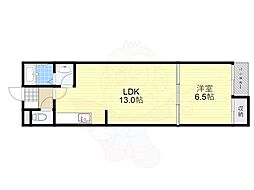 豊里グランドハイツ 1LDKの間取図画像