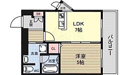 プランドール上新庄 1LDKの間取図画像