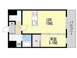 Alivis三国本町 1LDKの間取図画像