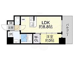 大阪市淀川区西宮原1丁目マンション 1LDKの間取図画像