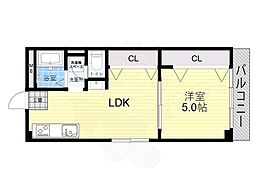 クレール上新庄 1LDKの間取図画像