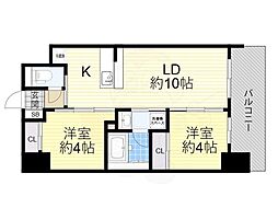 セレニテフラン新大阪 2LDKの間取図画像