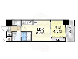 グランルクレ新大阪 1LDKの間取図画像