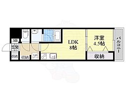 LaCASA新北野 1LDKの間取図画像
