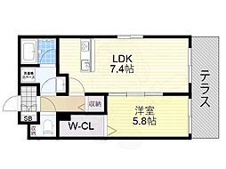 新大阪ファミール 1LDKの間取図画像