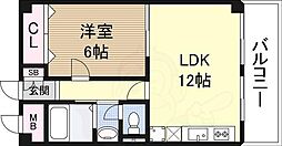サンフラッツ新大阪 1LDKの間取図画像