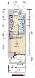 プレサンスOSAKA西中島リエゾン 1Kの間取図画像