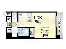 エスリードレジデンス ザ・グラン新大阪フラッツ 1LDKの間取図画像