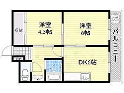 第2エクセルハイツ 2DKの間取図画像