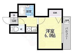 ポニークレスト上新庄 1Kの間取図画像