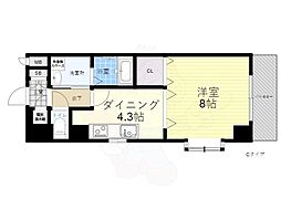 サンパティーク 1Kの間取図画像