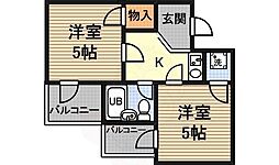 アメニティー新大阪四番館 2Kの間取図画像