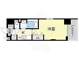 Luxe新大阪α 1Kの間取図画像