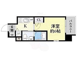 エスリード新大阪NORTH 1Kの間取図画像