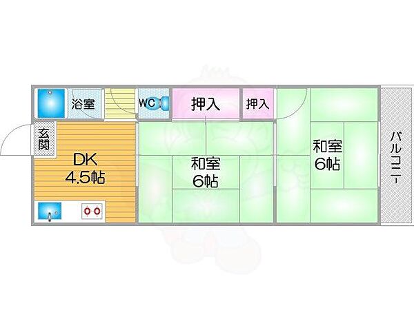 大新ハイツ ｜大阪府大阪市西成区聖天下２丁目(賃貸マンション2DK・2階・32.39㎡)の写真 その2