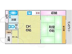 シティーハウス酒井 1DKの間取図画像