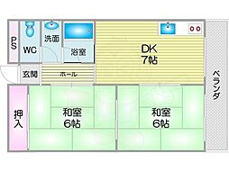 メゾン南加賀屋 2DKの間取図画像