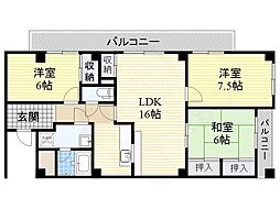 オリオノハイム2 3LDKの間取図画像
