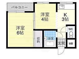 コーポ南住吉 1LDKの間取図画像