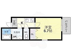 アンビシオン天下茶屋 1Kの間取図画像