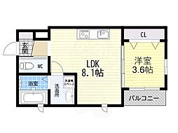 岩伸リバーコート住吉 1LDKの間取図画像
