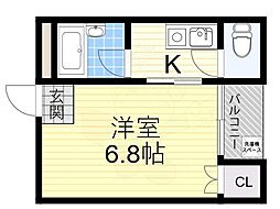 アスカマンション 1Kの間取図画像