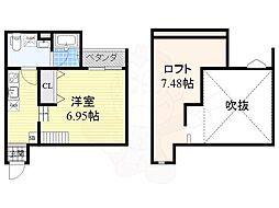 PLAISIRZEN ワンルームの間取図画像