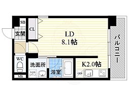 パークテラス花谷 1Kの間取図画像