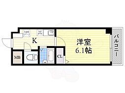 SWISS難波南 1Kの間取図画像