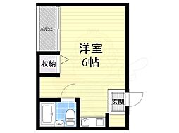 キューブ西加賀屋 ワンルームの間取図画像