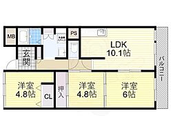 グランデージ住之江 3LDKの間取図画像