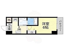 グランパシフィック花園北 1Kの間取図画像
