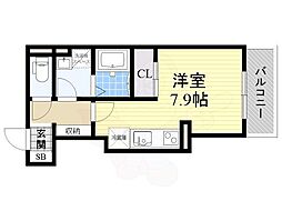 セジュールたまで ワンルームの間取図画像