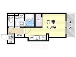 セジュールたまで ワンルームの間取図画像