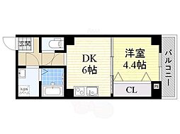 グランパシフィック梅南 1DKの間取図画像