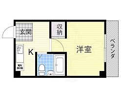 セラ天下茶屋 1Kの間取図画像