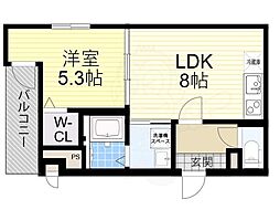 フジパレス我孫子前5番館 1LDKの間取図画像