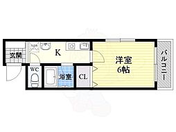 ヴィラ安立 1Kの間取図画像