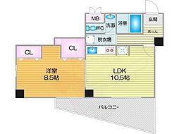 グランパスエクシード 1LDKの間取図画像