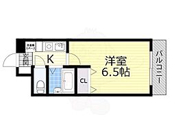 ウィンヒルズ難波南 1Kの間取図画像