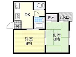 キャピタル住之江公園 2DKの間取図画像