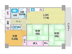 シャルマンハイツ住之江 3LDKの間取図画像