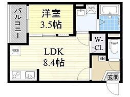 PrattLumiere北島 1LDKの間取図画像