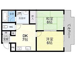 ラフィネシエル 2DKの間取図画像